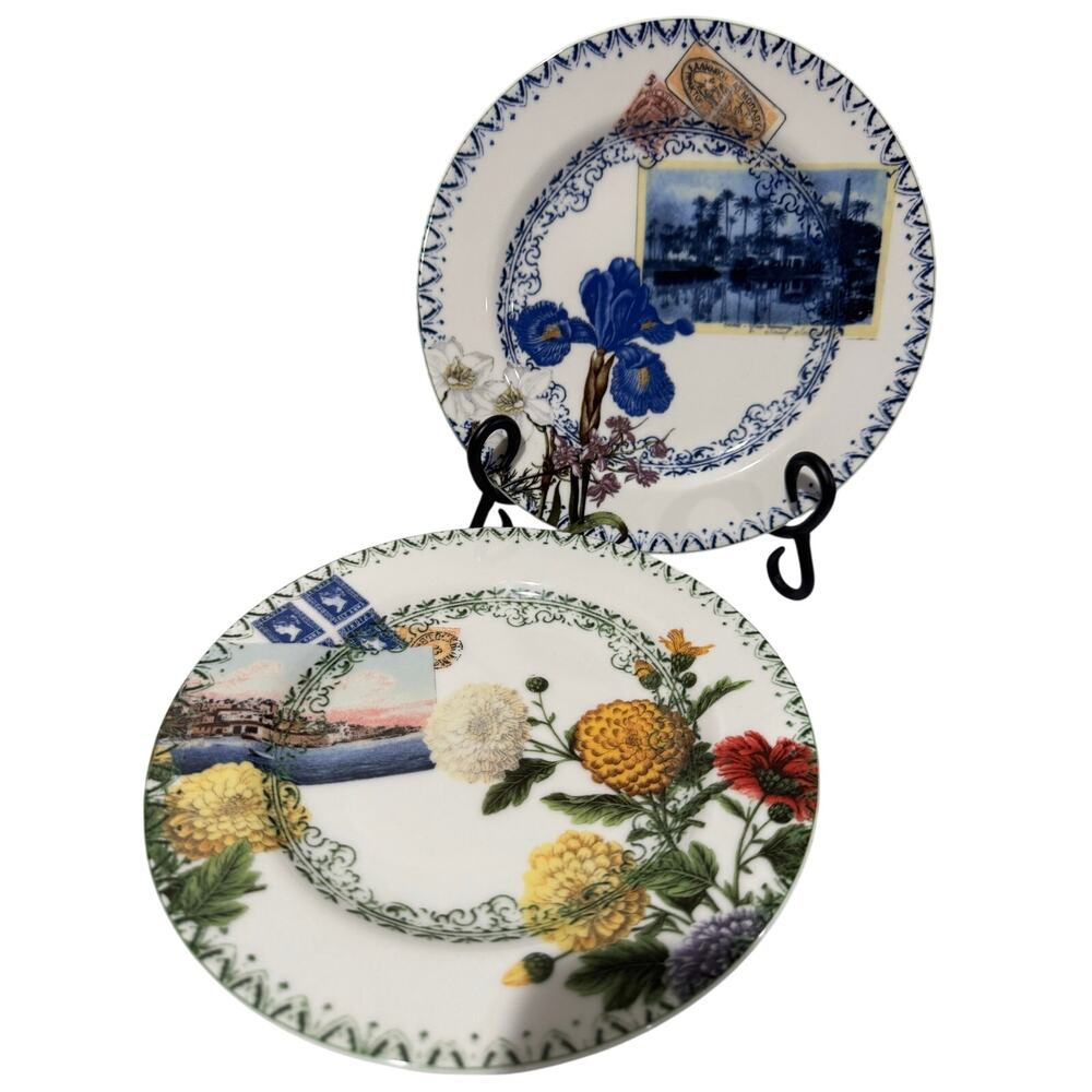 Grace 8" Plates Travel Floral Collage Set 2